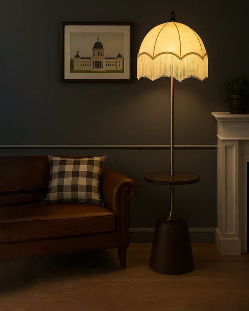 Victorian Charm Floor Lamp with Table